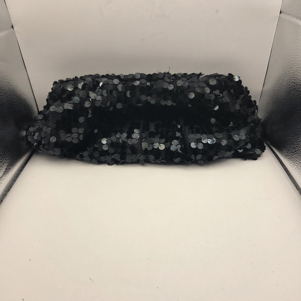 JOAN RIVERS CLASSICS BLACK SEQUIN CLUTCH BAG VTG - Picture 3 of 7